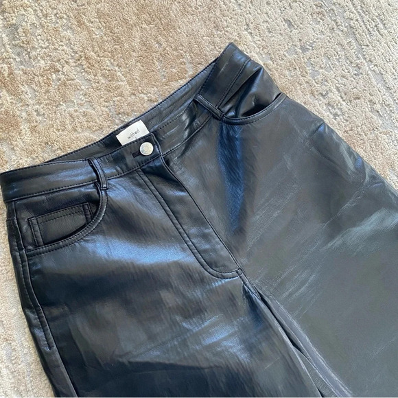 Aritzia Wilfred Black Vegan Faux Leather Pants The Melina High Waist: 8 - Picture 3 of 11